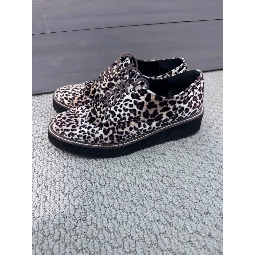 Shellys‎ London Emma Platform Oxford Leopard Size 6.5